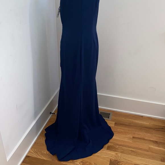 NWOT Carmen Marc Valvo Asymmetrical Chiffon Gown - Picture 12 of 14